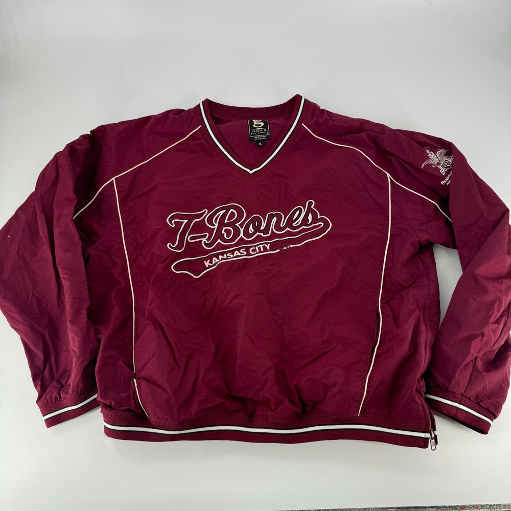 Gear For‎ Sports Kansas City T-Bones Windshirt Mens XL Maroon V-Neck Pullover